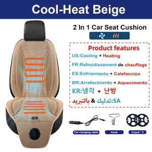 12V Heated & Cooling Car Seat Cushion 2-in-1 Ventilated Fan Seat Cover