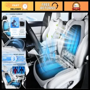 Ventilated Car Seat Cover with Cooling Fans, 12V-24V Adjustable Cushion for Summ