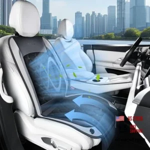 Cooling Car Seat Cover, 12V-24V Ventilated Front Cushion, Gray - New